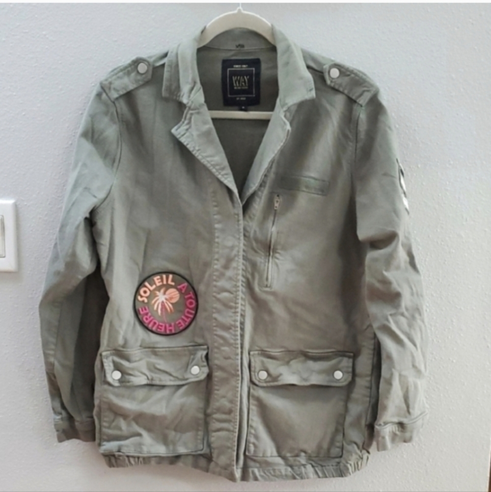 IKKS Safari Khaki Utility Jacket with palm tree Patch